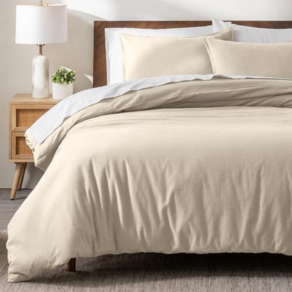 Bare Home Flannel Duvet Cover Set (Twin/Twin XL, Sand) | 100% Cotton, Velvety Soft, Heavyweight, Premium Flannel, Double Brushed, Includes Sham Pillow Cover - color: 05 - Sand (No Comforter), size: Twin/Twin XL