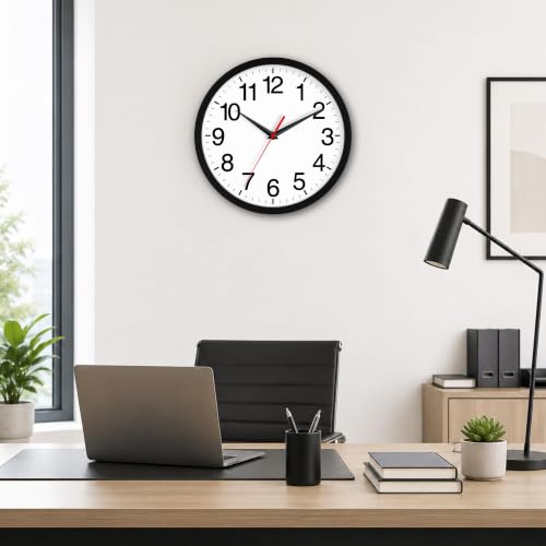 Wall Clock Analog 10 Inch Black Battery Operated Silent Clock | Easy To Read, Non Ticking, Round, Accurate, Kitchen, Living Room, Classroom, Office, School - color: A_black, size: 10 Inch
