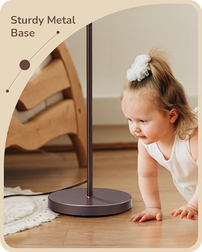 EDISHINE 64.7IN Brown Floor Lamp for Living Room with Remote, Standing Lamp | Foot Pedal Switch, 5CCT, Dimmable, Bulb Included, Adjustable Head, Sturdy Base, Modern for Living Room, Bedroom - color: Brown Linen