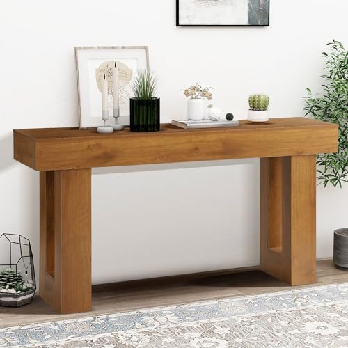 Grepatio 63 Inch Entryway Console Table, Rustic Narrow Sofa Table, Wood Long Console Table, Farmhouse Entry Way Table, Behind Couch Tables for Entrance, Hallway, Living Room (Brown) - color: Brown