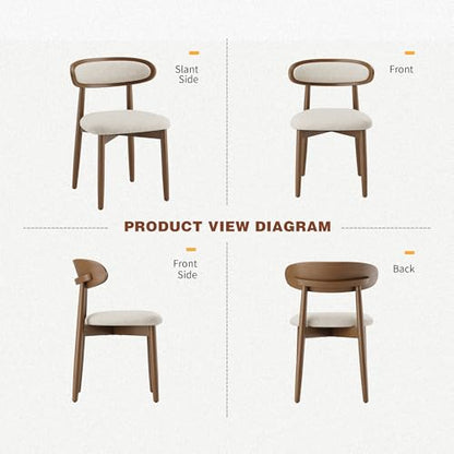 Wooden Dining Chairs Set of 6, Modern Fabric Upholstered Dining Room Chair, Kitchen Side Chairs, Farmhouse Dinner Chair with Curved Back for Kitchen, Beige - color: Beige, size: Set of 6