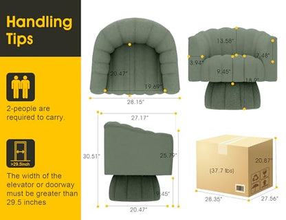 Dewhut Swivel Accent Chair, 360° Swivel Barrel Chair with Armrest, Sherpa Upholstered Single Sofa Reading Chair for Living Room,Bedroom,Waiting Room(Beige) - color: Sherpa-green
