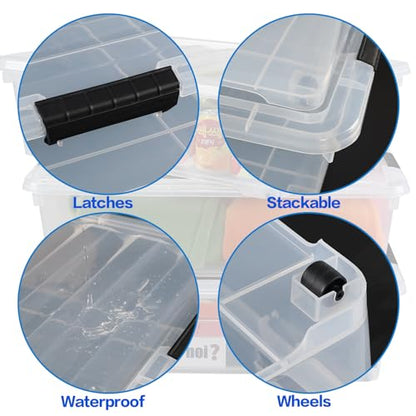 Hespama 25 Quart Clear Plastic Underbed Storage Bin with Wheels, 3 Pack - size: 25 Qt