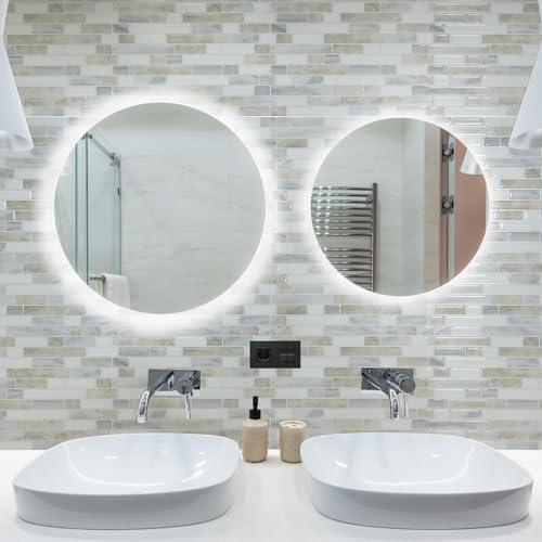 Art3d 10-Sheet Heavy-Duty Peel and Stick Backsplash, Waterproof Wall Tiles Stick on Kitchen Backsplash Living Space, Beige & White (Pack of 4) - color: Beige & White, size: 12 x 12 Inch (Pack of 4)