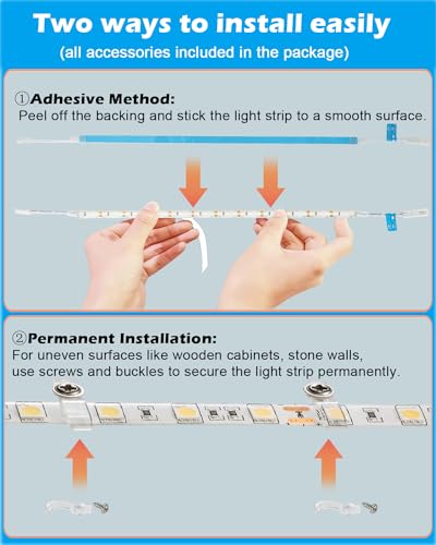 Under Cabinet Lighting, (8) Linkable 12-Inch Flexible LED Light Strips Kit, 20W 2000lm Daylight White, Durable LED Lights for Bookcases, Cabinets, Pantries, Showcase, Closet (Warm White) - color: Warm White