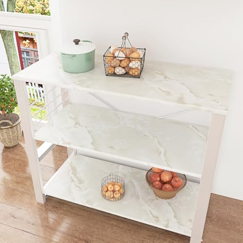 Beige Marble Contact Paper Peel and Stick for Countertops Walls | Cream White Marble Wallpaper Removable Countertop Contact Paper Waterproof for Cabinets Kitchen Bathroom Table 15.7"×78.7" - color: Cream