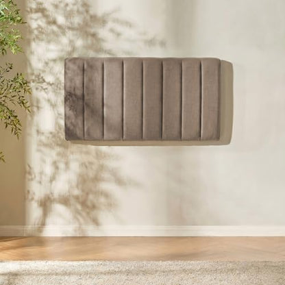 Nestl Upholstered Twin Headboard - Easy Assemble Channel Stitched Headboard Twin Size - Wall Mounted Headboards with 3D Soundproof Wall Panels Peel & Stick Floating Headboards, Mocha - color: 04-mocha Brown, size: Twin