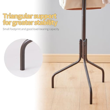 Coat Rack Freestanding,hat and coat rack stand for entryway,Living Room,Bedroom,Metal coat tree with12 Hooks and 3 Legs (Brown) - color: Brown