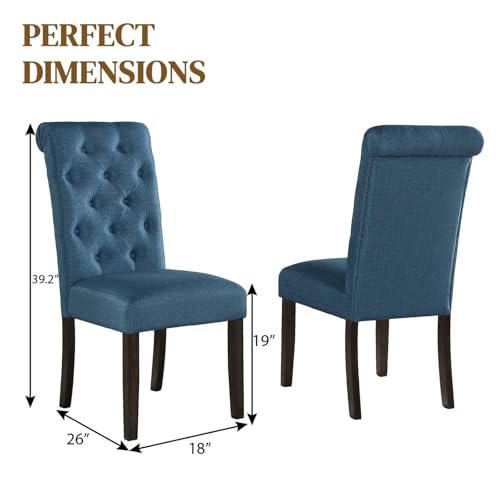 Anwick Blue Modern Accent Chair Set of 2, Mid Century Upholstered Living Room Chair with Wood Legs, Comfy Small Accent Chair with Back for Small Spaces, Office, Bedroom, Reading Spaces (Blue2) - color: Blue2
