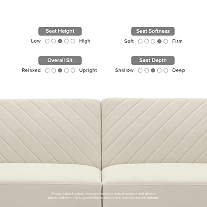 mopio 76.4" Futon Sofa Bed Chevron Styled, Sleeper Couch (Snow Velvet) | Quick-fold back makes an instant nap spot; a lightweight, apartment-friendly frame moves room to room. - color: Snow Velvet