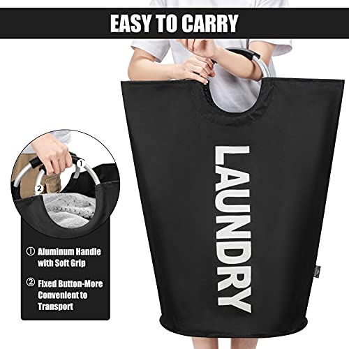 DOKEHOM 125L X-Large Laundry Basket, Collapsible Laundry Bag, Freestanding Tall Clothes Hamper, Foldable Washing Bin (Black) | Freestanding tall washing bin & foldable laundry bag. Extra large clothes storage basket with durable sturdy handles - color: Bl