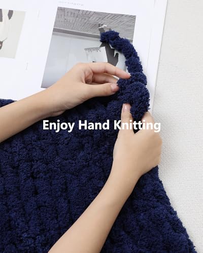 Cozyful Chunky Yarn for Hand Knitting, #9 Thick Jumbo Big Chunky Yarn for Crocheting, Super Chunky Knit Blanket Yarns, Large Chunky Chenille Yarns, 8 Pack (30 yds 8 oz Each Skein), Navy Blue - color: Navy Blue