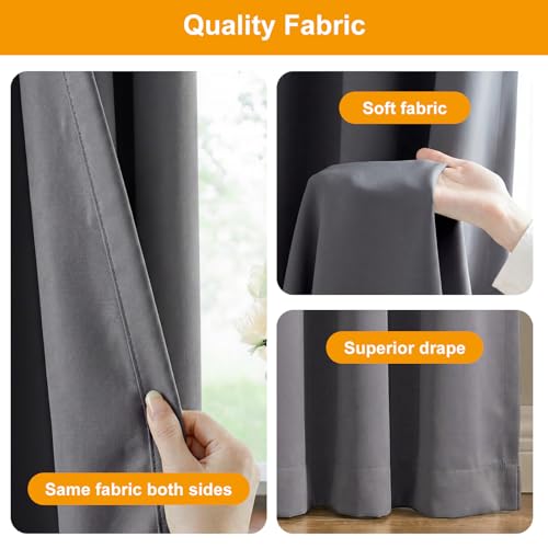 hoeflife Room Divider Curtains Blackout Floor to Ceiling Curtain with Hook Wall Mount Sliding Door Curtains Ceiling Mount Extra Wide Curtain Wall Divider for Room Separation (Grey, W150 x H108 Inch)
