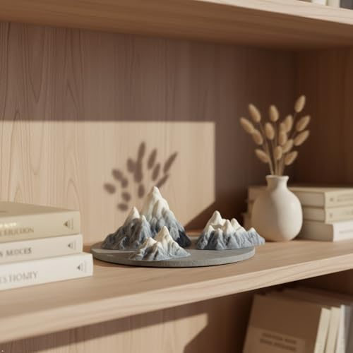 Kai Dream Miniature Snow Mountain 3D Decorative Sculpture Set, Desktop Office Decor, Bookshelf Ornament, Home Accent, Zen Garden Display (Light Yellow, Medium & Small Sizes) - size: Medium & Small Sizes