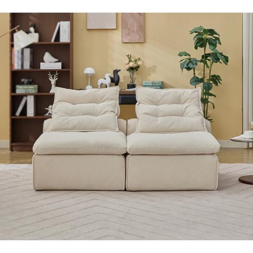 Apartment, Modular Sofa,Chair,2 Seats,Fabric,Upholstered,Soft,Lumbar Pillow, with backrest,Reading Nook, Living Room, Lounge,No Armrests,66 * 37.9 * 33''