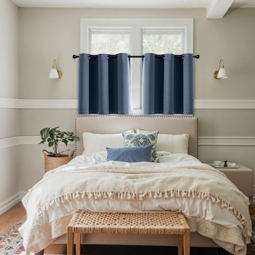 MIULEE Blackout Curtains for Bedroom 2 Panels 40 x 36 Inch Long Stone Blue | Thermal Insulated, Living Room Darkening Grommet Drapes, Noise Reducing, Light Blocking Window Treatments - color: Stone Blue, size: 40"W x 36"L (Pack of 2)