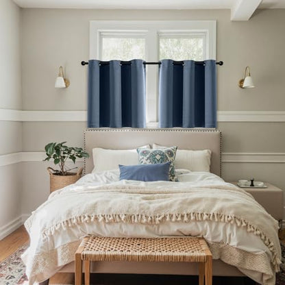 MIULEE Blackout Curtains for Bedroom 2 Panels 40 x 36 Inch Long Stone Blue | Thermal Insulated, Living Room Darkening Grommet Drapes, Noise Reducing, Light Blocking Window Treatments - color: Stone Blue, size: 40"W x 36"L (Pack of 2)