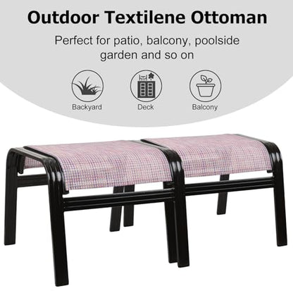 Assembled Patio Outdoor Ottoman Set of 2 Aluminum Outdoor Footstool Pink - color: 2 Pieces-pink