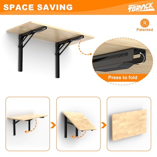 TORACK Heavy Duty Wall Mounted Folding Workbench, Space-Saving Collapsible Wall Table/Desk for Garage Workshop, Holds Up to 550 lbs(Board Size: 32 x 18 in) - size: 32x18 inch