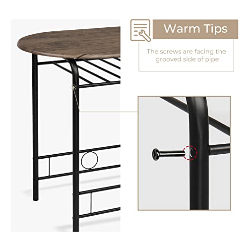 VINGLI 3 Piece Dining Set,Small Kitchen Table Set for 2,Breakfast Table Set for 2,Kitchen Wooden Table and 2 Chairs for Small Space/Dining Room/Apartment,Metal Frame,Wine Rack,Rustic - color: Rustic
