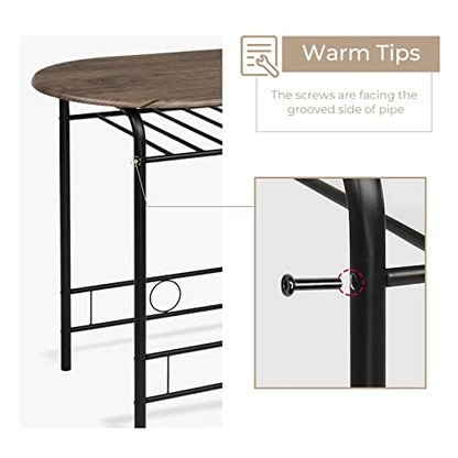 VINGLI 3 Piece Dining Set,Small Kitchen Table Set for 2,Breakfast Table Set for 2,Kitchen Wooden Table and 2 Chairs for Small Space/Dining Room/Apartment,Metal Frame,Wine Rack,Rustic - color: Rustic
