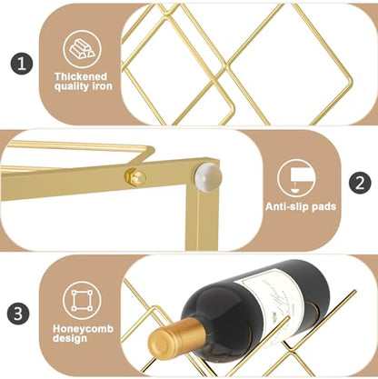 Urban Deco Gold Wine Rack Small Countertop for Cabinets – 5 Wine Holder Countertop Stylish and Compact Small Wine Racks - color: Gold, size: 5 Bottles