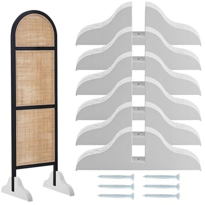 6Pcs Room Divider Stand for Foldable Screen Brackets, Room Divider Stand with Screws, Folding Privacy Screen Holder for Hotel Home Office, 11.81x4.13x0.98inch(Color:White) - color: White