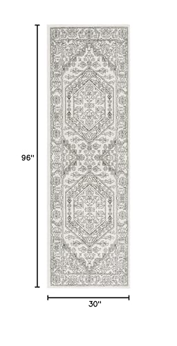 SAFAVIEH Adirondack Collection Runner Rug - 2'6" x 8', Ivory & Green, Oriental Medallion Design, Non-Shedding & Easy to Clean, Ideal for Ideal for Hallway, Foyer, Kitchen, Bedroom (ADR108X) - color: Ivory/Dark Green, size: 2'6" x 8' (Runner)