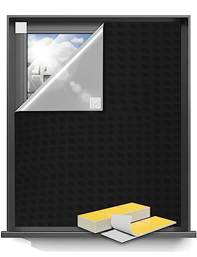 Blackout Curtains 24"x36" Portable No Drill Black Out Window Cover | 100% Blackout Shades with Heat-Resistant Hook&Loop Tape,Blinds for Windows DIY Cut Fit for Bedroom,Nursery(2 Panel,Black) - color: Black, size: 36"W x 24"L (Pack of 2)