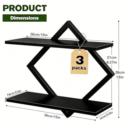 Set of 3 Wall Plant Holder, Black | Wall Planters for Indoor Plants, Window Plant Shelves, Floating Wall Shelves, For Plants, Books, Photos - color: Black-3pack