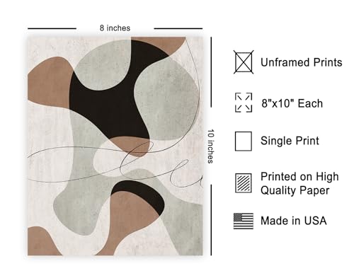 Poster Master Earth Tones Shapes Poster - Watercolor Print - Mid Century Modern & Aesthetic Art - Chic Boho & Contemporary Art - Living Room Wall Decor - 8x10 UNFRAMED - color: Style-08, size: 8"L x 10"W