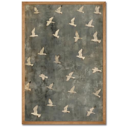 Vintage Flying Birds Wall Art Vintage Minimalist Wildlife Poster Nature Canvas Prints Neutral Nature Decor Modern Abstract Landscape Paintings for Bedroom Living Room Bathroom Hallway 16x24in Unframed - color: Flying Birds - Unframed