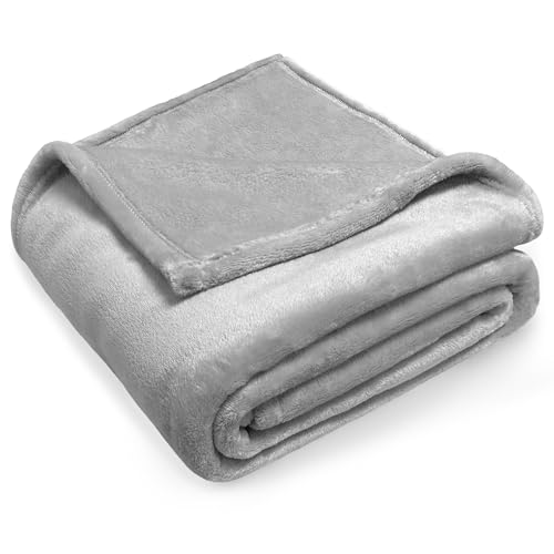 Lukeight Fleece Throw Blanket, Luxury Cozy Fuzzy Lightweight Soft Blankets for Sofa Couch Bed Car Travel and Camping (Light Grey, 50x60 Inches) - color: Solid Light Grey, size: 50 in x 60 in