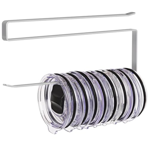 Tumbler Lid Organizer, Versatile Tumbler Lid Storage Holds 10 Lids, Grey | Space Saving Cup Lid Organizers Inside Cabinet Tumbler Lid Hook for Kitchen Organizer and Storage, Paper Towel Rack Hanger - color: Gray, size: 1 Pack