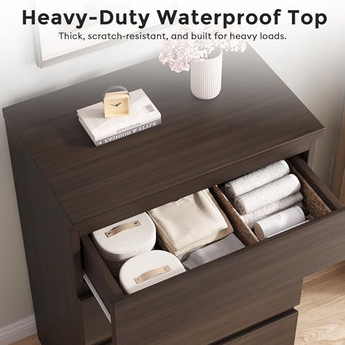 Jocoevol 4 Drawer Dresser for Bedroom, Brown Dresser Chest of Drawers - Large Wood Dressers TV Stand with Deep Drawers Dressers for Living Room, Hallway, Entryway - Brown - color: Retro Brown