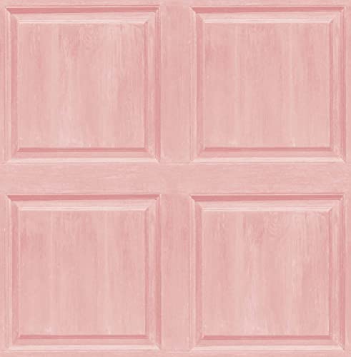 NextWall Washed Faux Panel Peel and Stick Wallpaper (Blush) - color: Blush