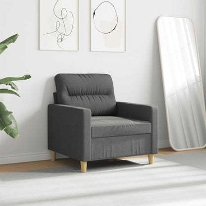 Dark Gray Fabric Sofa Chair, Comfy Accent Armchair with Matte Finish Metal Legs for Living Room, Compact Reading Chair for Small Spaces Bedroom, 30.7 W - size: Single
