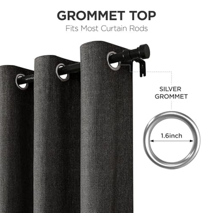 Joydeco Blackout Curtains 72 Inches Long 2 Panels Burg, Room Darkening Curtains for Bedroom, 100% Black Out Textured Thermal Drapes Privacy Protection 2 Panels Set(W52 x L72 Inch, Charcoal Grey) - color: Charcoal Grey, size: 52"W x 72"L (Pack of 2)