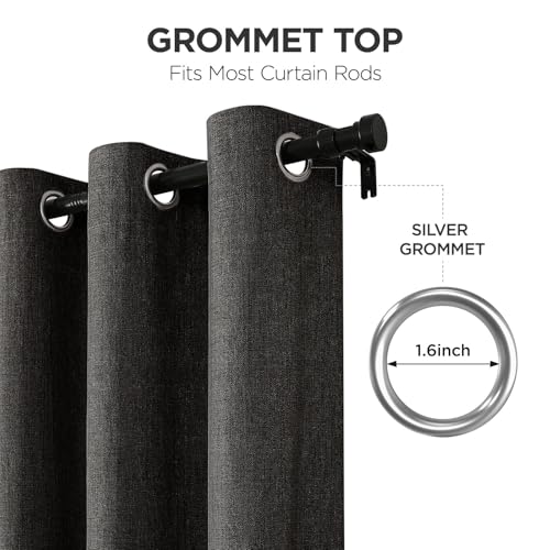 Joydeco Blackout Curtains 108 Inches Long 2 Panels Burg, Room Darkening Curtains for Bedroom, 100% Black Out Textured Thermal Drapes Privacy Protection 2 Panels Set(W52 x L108 Inch, Charcoal Grey) - color: Charcoal Grey, size: 52"W x 108"L (Pack of 2)
