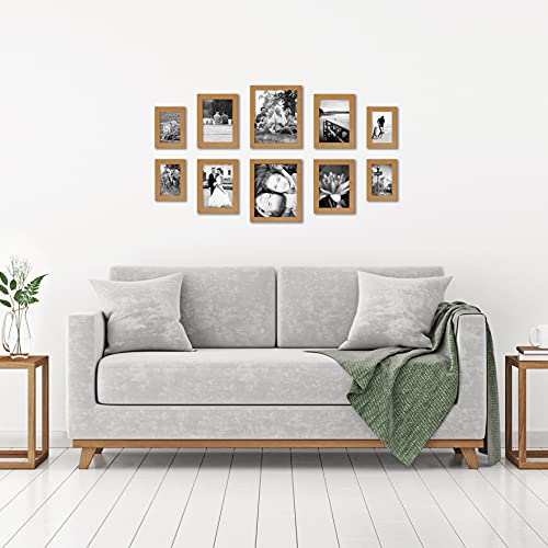 Americanflat Set of 10 Picture Frames with Shatter-Resistant Glass - Gallery Wall Frame Set with Two 8x10, Four 5x7 and Four 4x6 Frames - Signature Collection - Dark Oak | Includes two 8x10, four 5x7 and four 4x6, shatter-resistant glass, hanging hardware