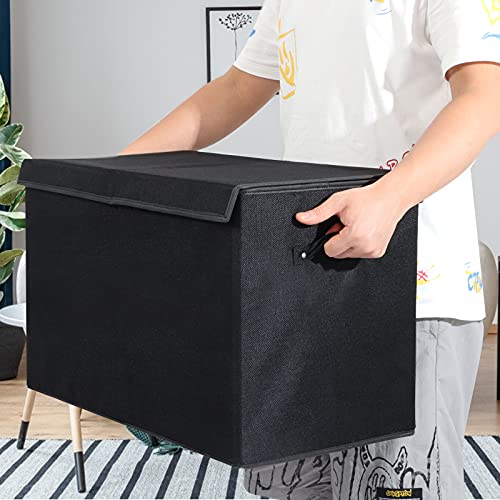 122L Large Toy Box Chest Storage with Lid, Collapsible Kids Toy Storage | Toy Chest with with Removable Divider for Kids, Boys, Girls, Nursery, Living Room, Bedroom, 26"x17" x17" (Linen Black) - color: Large Black