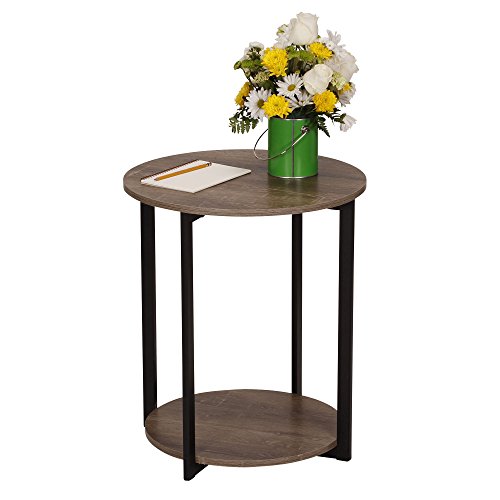 Household Essentials Wooden Side End Table with Storage Shelf | Ashwood - color: Ashwood