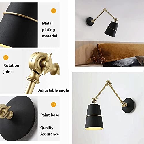 Industrial Adjustable Swing Arm Wall Lantern Modern Metal Foldable Wall Sconce, for Bedroom Bedside House Reading Living Room Hallway Kitchen Loft(White) - color: White