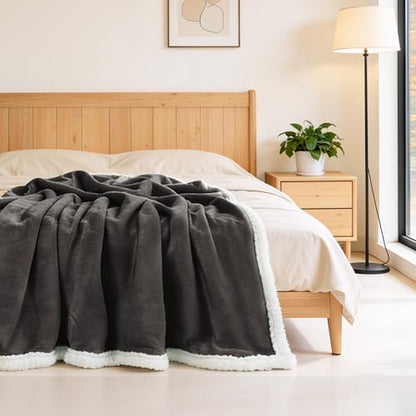 BEAUTEX Sherpa Fleece Twin Blankets Soft Fluffy Flannel Plush Cozy | Fuzzy Coffee Cuddle Blanket for Couch, Bed, Sofa, Adults (60" x 80", Coffee) - color: Coffee, size: Twin-60"x80"