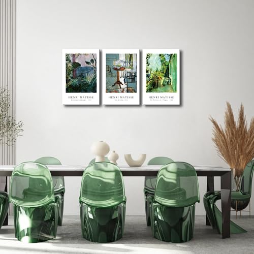 Wieco Art Canvas Prints Wall Art Set of 3 Henri Matisse Aesthetic Posters The Terrace, St.Tropez The Window Moroccan Landscape Matisse Prints Posters for Home Decorations - size: 16x24inchx3pcs(40x60cmx3pcs)