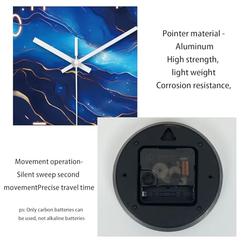Glass Wall Clocks Battery Operated 14 Inch | Modern Abstract Wall Clock for Bedroom Blue Wall Clock Silent Non Ticking - color: Blue1, size: 14 Inch