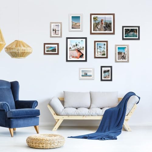 Giftgarden Multi Colors Picture Frames with Mat for Multiple Sizes Photos, Four 4x6, Four 5x7, Two 8x10, Assorted Gallery Frame Collage for Wall or Tabletop, Set of 10 - color: Mutil Colors