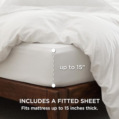 Bedsure Duvet Cover King Size with Fitted Sheet - 4 Pieces Prewashed Cotton-Like Extra Soft Bedding Set, Includes 1 Duvet Cover 104x90 Inches with Zipper Closure, 2 Pillow Shams, 1 Fitted Sheet, White - color: 00 - White (No Comforter), size: King (With F