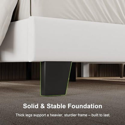 Einhomn Queen Size Bed Frame with Headboard, Upholstered Velvet Platform Bedframe with Solid Wooden Slats, Noise-Free, No Box Spring Needed, Easy Assembly, White - color: White, size: Queen