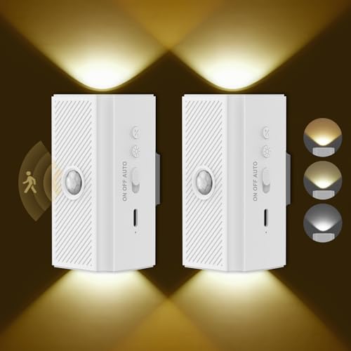 easuntec Rechargeable Motion Sensor Night Light Warm White, Wireless Dimmable, Magnetic Stick-on for Bedroom Stairs, Kids Elderly Baby, Long Lasting Battery for Cabinet, 2 Pack (Warm White, 2 Pack) - color: Warm White
